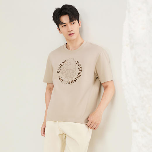 【柒先生/肌理面料/重磅T恤】柒牌男士短袖T恤夏季休闲上衣130T70070 商品图1