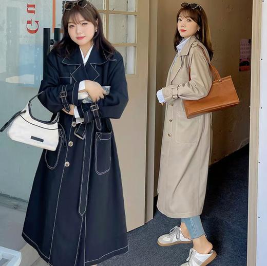 双十二福利！【诗铭洛可】XCA418风衣外套明线双排扣大码外套 商品图0