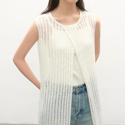 NEELLY纳俪商场同款夏季新款前开叉设计感亚麻纱裙女休闲时尚长裙N25051Y01132 商品图2