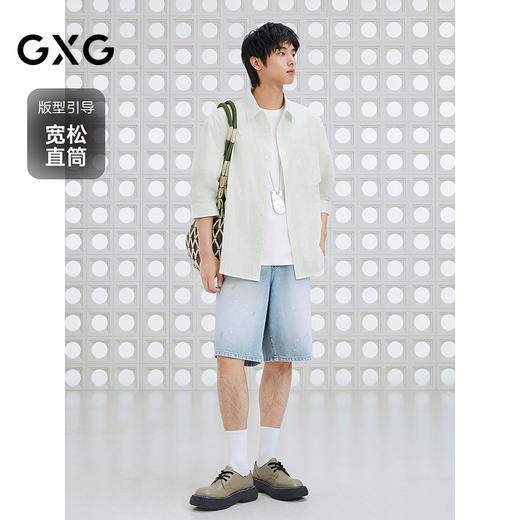 GXG男装 复古水洗蓝色牛仔短裤通勤休闲男士五分裤 2025夏季热卖 商品图1