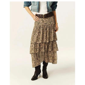 法式碎花茶歇裙！2025印花度假垂感荷叶边蛋糕半裙！女款复古高腰中长裙！