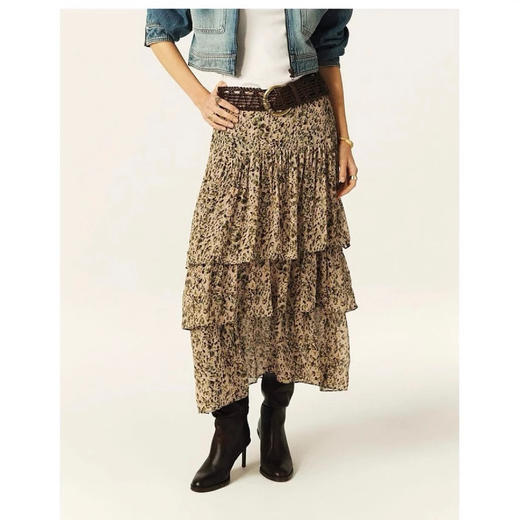 法式碎花茶歇裙！2025印花度假垂感荷叶边蛋糕半裙！女款复古高腰中长裙！ 商品图0