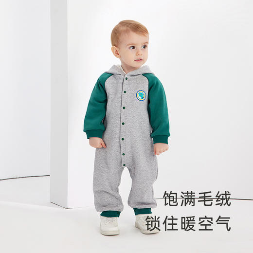 英氏【反季特惠】加厚婴儿连体衣男女宝宝长袖哈衣包屁衣爬服毛绒 商品图4