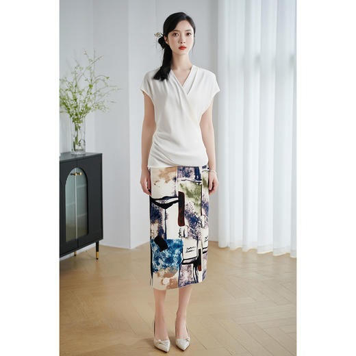 剩S/M/L/XL 【休闲套装】2025夏季时尚气质莱赛尔针织衫印花半裙3702 商品图2