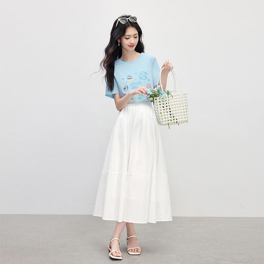 【专属特价】熙世界趣味印花T恤女短袖2025夏季新款休闲圆领小个子体恤上衣ins 商品图4