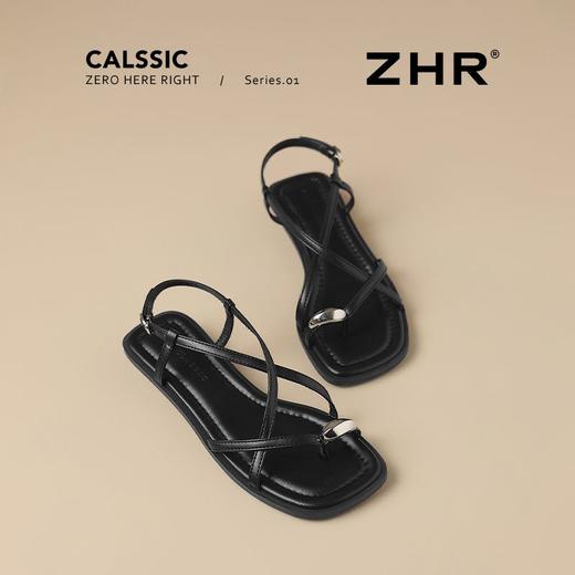 ZHR时尚凉鞋2025新款夏季罗马夹趾女款平底交叉配裙子外穿凉鞋 商品图0