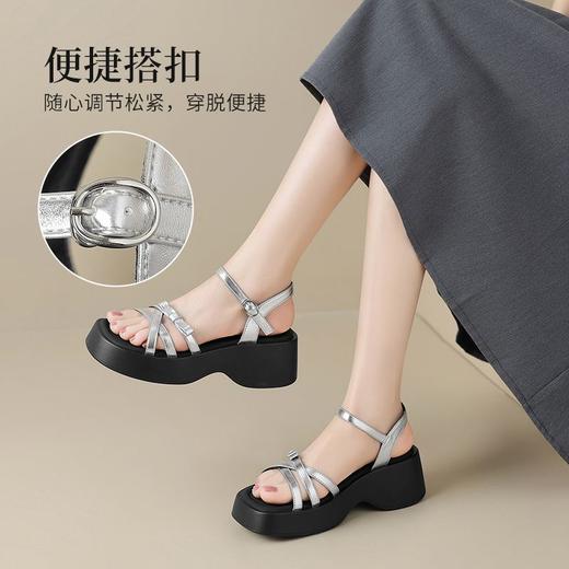 ZHR则则蝴蝶结凉鞋2025新款厚底罗马松糕底凉鞋气质百搭洋气女鞋 商品图3