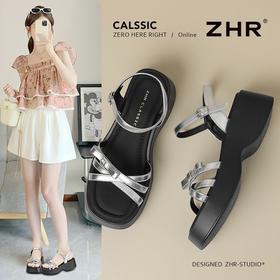 ZHR则则蝴蝶结凉鞋2025新款厚底罗马松糕底凉鞋气质百搭洋气女鞋