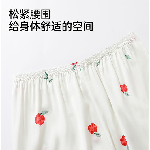【商场同款】熳洁儿 女士家居服苹果印花缎面绸开衫短袖短裤套装24203108 商品图4
