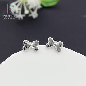 【限时8.8折】【线上铂金馆】PT950 【国际铂金协会】铂金鱼鳞蝴蝶结耳饰耳钉（直针配铂金耳迫）(BES00185)预售产品下单后不退款不退货不换货不补差价)