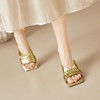 【预售5天】优雅轻便~夏季法式复古编织水钻气质粗跟凉拖鞋女MBJR&6933 商品缩略图1