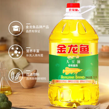 金龙鱼精炼一级大豆油5L 非转基因大豆油家用炒菜煎炸食用油植物油 /粮油调味 /食用油 /大豆油 商品图4