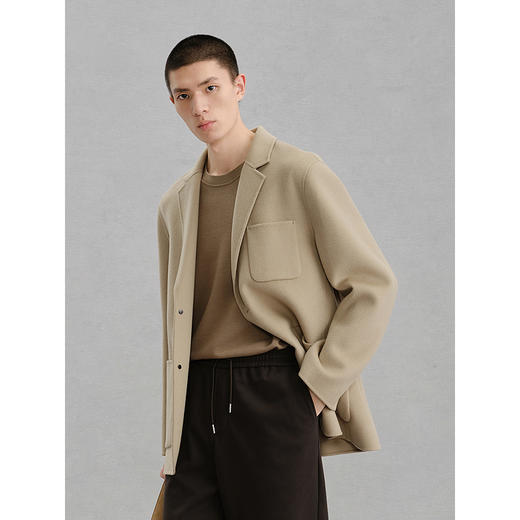 GXG男装 浅卡其贴袋设计通勤短款大衣   冬热卖气质大衣G24X064014 商品图2