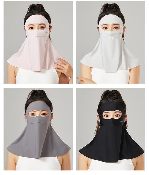 170g双面锦纶冰丝无痕防晒面罩全包款包额头1957 商品图4