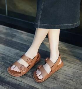 云朵般的脚感  小禾手工凉鞋  种子扣纳帕牛皮  女士凉鞋二扣凉鞋沙滩鞋