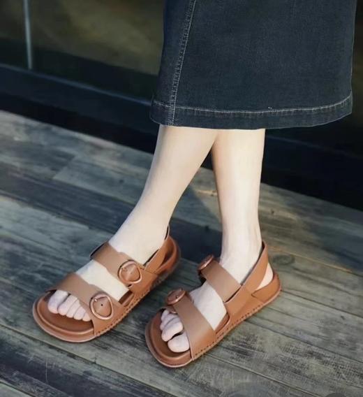 云朵般的脚感  小禾手工凉鞋  种子扣纳帕牛皮  女士凉鞋二扣凉鞋沙滩鞋 商品图0