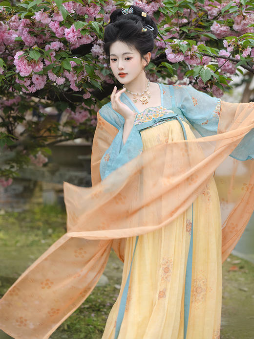 【重回汉唐云涧绣梦】正品原创唐制齐胸衫裙襦裙披帛日常轻汉服女成人 商品图3