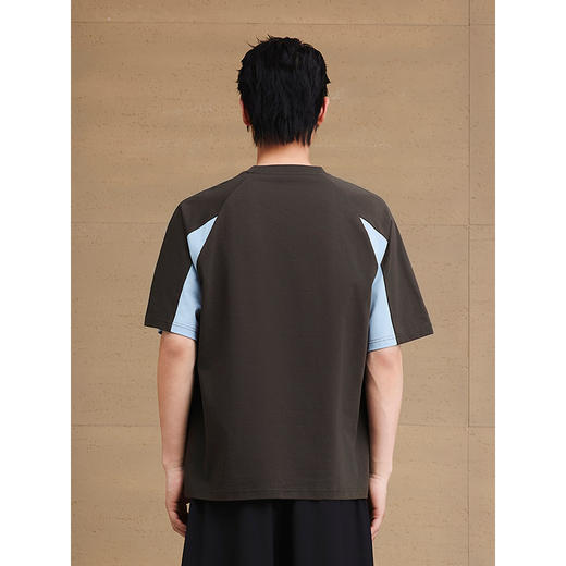 GXG男装 圆领T恤撞色拼接图案印花上衣凉感短袖针织 2025夏季热卖 商品图3