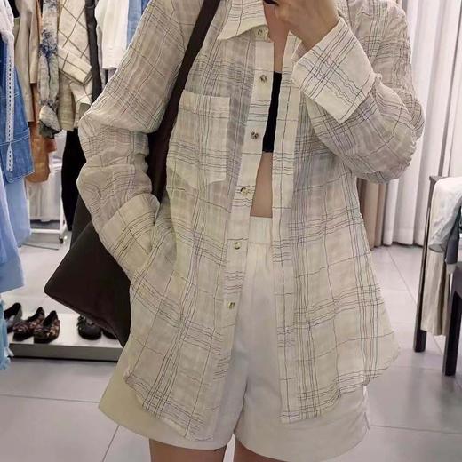「K」洛诗琳20722气质亚麻防晒衬衫2025夏季对格格纹防晒上衣0376 商品图0