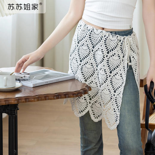 苏苏姐家菠萝涟漪小腰巾手工diy钩针编织亚麻棉蕾丝毛线团材料包 商品图1