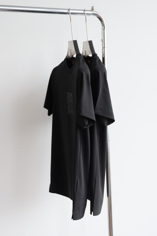 E.Z 双丝光 插肩袖 黑色弹幕 圆领短袖弹性 TX533 商品图3