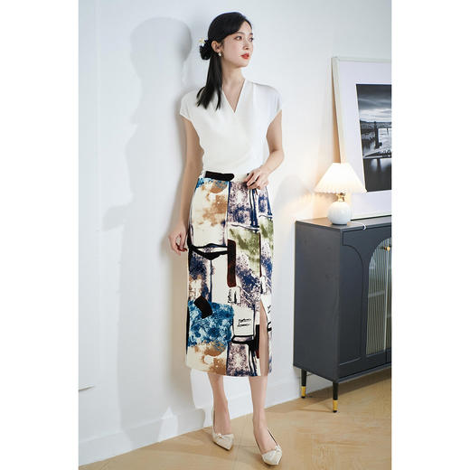 剩S/M/L/XL 【休闲套装】2025夏季时尚气质莱赛尔针织衫印花半裙3702 商品图4