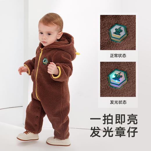 英氏【反季特惠】加厚婴儿连体衣男女宝宝长袖哈衣包屁衣爬服毛绒 商品图2