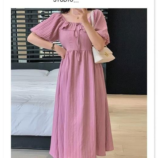 【诗铭洛可】XCY862荷叶边连衣裙可一字肩可方领黑B10-1/粉A11-2 商品图2