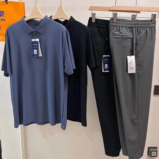 【复团开始】千元套装️仅需99ROMON罗蒙男士冰感无痕轻奢POLO休闲裤上身高级感满满锦氨纶冰丝速干面料清凉透气速干不沾身基地直邮 商品图2
