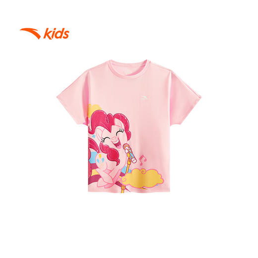 安踏儿童短袖T恤2025夏女小童小马宝莉联名圆领卡通短T恤362529104 商品图4