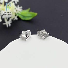 【限时8.8折】【线上铂金馆】PT950 #皇冠 【国际铂金协会】铂金鱼鳞皇冠耳饰耳钉（直针配铂金耳迫）(BES00186)预售产品下单后不退款不退货不换货不补差价)