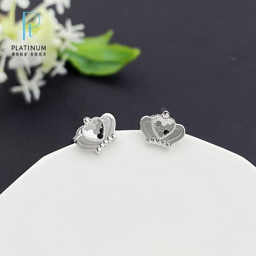 【限时8.8折】【线上铂金馆】PT950 #皇冠 【国际铂金协会】铂金鱼鳞皇冠耳饰耳钉（直针配铂金耳迫）(BES00186)预售产品下单后不退款不退货不换货不补差价) 商品图0