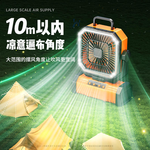 户外露营风扇usb可充电摇头便携桌面大风力遥控照明灯野外电风扇 商品图2