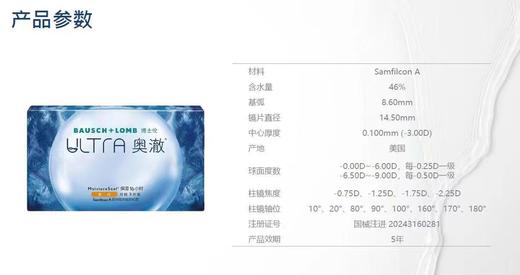 博士伦奥澈硅水凝胶月抛散光--3片装（需提供球镜/柱镜/轴位） 商品图1