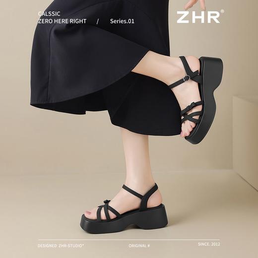 ZHR则则蝴蝶结凉鞋2025新款厚底罗马松糕底凉鞋气质百搭洋气女鞋 商品图5