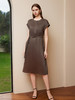 【亚麻+桑蚕丝系带连衣裙】25年夏季新款女士圆领短袖中长款收腰连衣裙 商品缩略图2