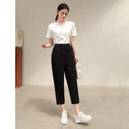 薄款女裤春夏季韩版松紧腰高弹力奶奶裤   AC-5K7186 商品图1