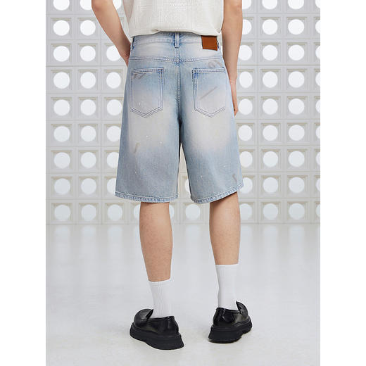 GXG男装 复古水洗蓝色牛仔短裤通勤休闲男士五分裤 2025夏季热卖 商品图4