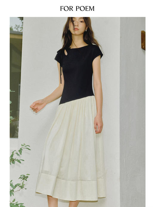 ForPoem 现货 25/SS原创设计连肩短袖收腰新中式连衣裙 商品图4