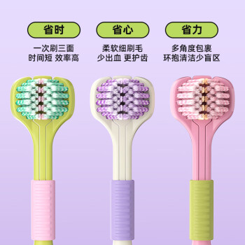 RAOYI三面牙刷软毛护龈成人男女士牙刷360°便携式山姆同款牙刷3支 /个人护理 /口腔护理 /牙刷