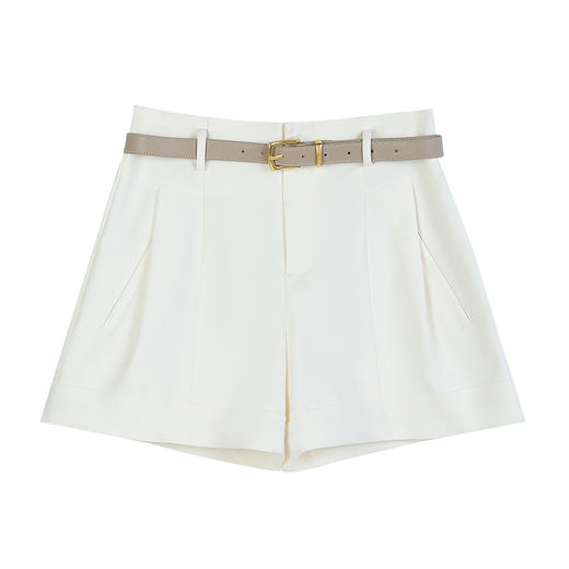 NEELLY纳俪商场同款夏新款经典白色直筒休闲短裤女显瘦修饰阔腿裤N25051H01127 商品图3