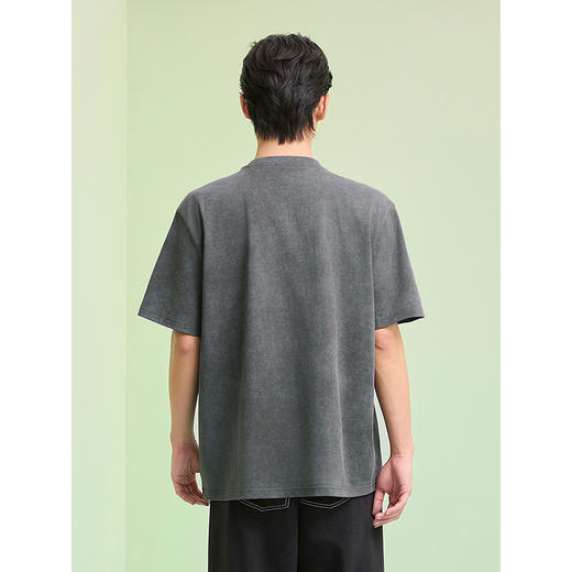 GXG男装 圆领T恤水洗设计上衣字母贴布绣短袖针织 2025夏季热卖 商品图3