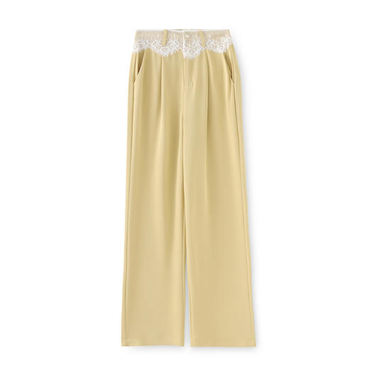 「高货wl」全系升级【铂金会员238/天猫319/差价81】(94932)洛诗琳高品质拼接蕾丝花边西装裤2025夏季抗皱冰感阔腿裤 商品图4