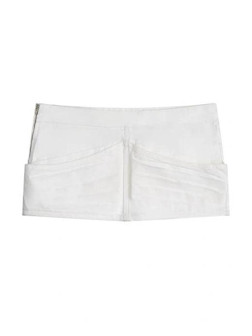 出逃赤岗西/25SSN97/白色纯棉低腰显瘦超短直筒牛仔半身裙 商品图3