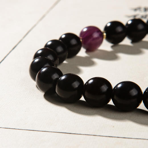 清代紫檀家具老料制手持(直径1.2厘米，配紫锂云母、紫龙晶、紫云母) 商品图7