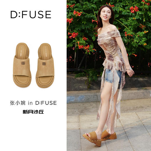 【张小婉同款】Dfuse迪芙斯2025夏季新款露趾拖鞋增高厚底坡跟凉拖DFD2110024 商品图0