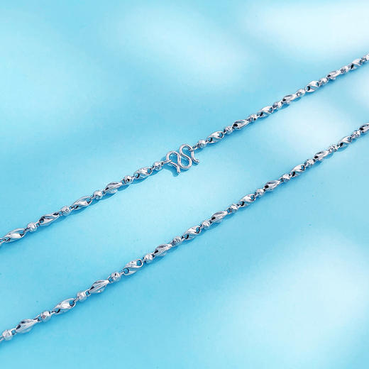 【限时8.8折】【线上铂金馆】PT950 【国际铂金协会】铂金空心杨桃链不可调节项链男士项链（面宽约2.8-3.2mm）(ACPTXL00020)预售产品下单后不退款不退货不换货不补差价) 商品图2