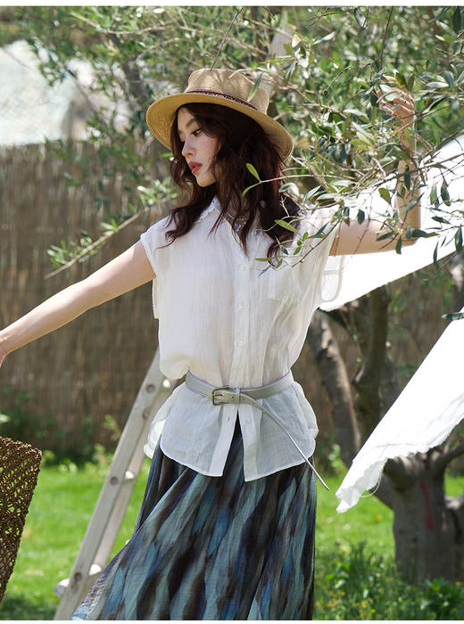 【门店同款】ENJOY夏季“可露丽”蕾丝花边领上衣 162944047 商品图1