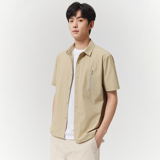 GXG男装25夏季简约翻领工装休闲垂顺轻薄男式短袖衬衫K&C 商品图5