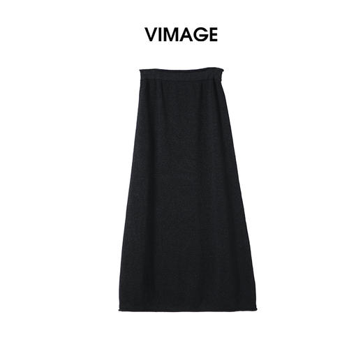 VIMAGE纬漫纪高腰简约百搭黑色廓形长款显瘦半身裙2025夏季新款V2301939 商品图5